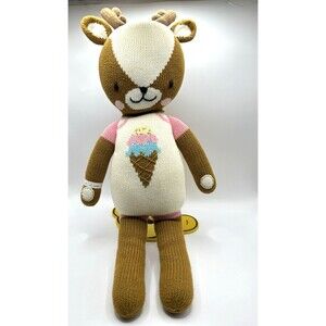 Cuddle and Kind Willow Deer Handmade Knit 15” Plush Stuffed Animal Ice Cream